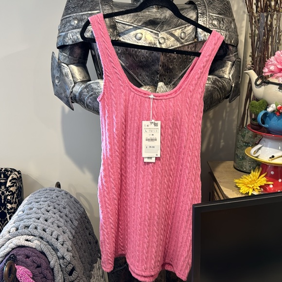 Zara sweater dress size L pink with flower - Picture 2 of 4